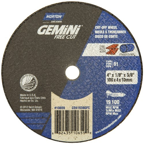 4″ × 1/8″ × 3/8″ Gemini Small Diameter Cut-Off Wheel Aluminum Oxide - A1 Tooling