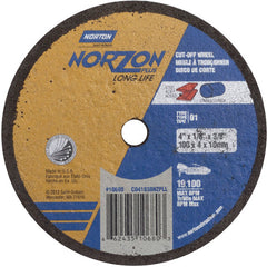 4″ × 1/8″ × 3/8″ NorZon Plus Small Diameter Cut-Off Wheel Type 01 Straight Aluminum Oxide - A1 Tooling