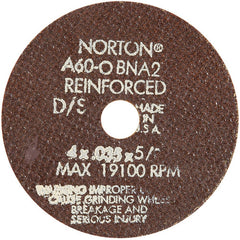 4″ × 0.035″ × 3/4″ Small Diameter Cut-Off Wheel Type 01 Straight 60 Grit Aluminum Oxide - A1 Tooling