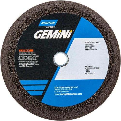 ‎6″ / 4-3/4″ × 2″ × 5/8″-11-Gemini Snagging Wheel Type 11-Flaring Cup 16 Grit Aluminum Oxide - A1 Tooling