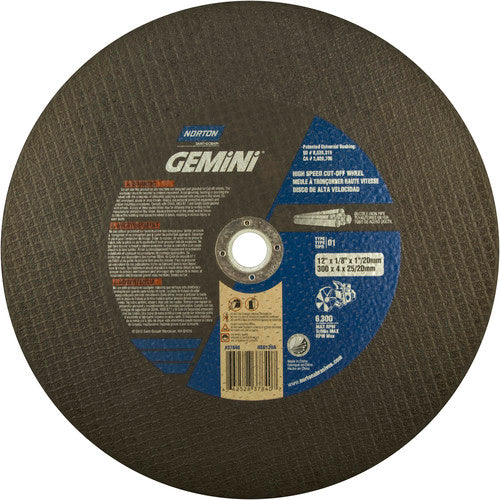 12″ × 1/8″ × 1″ Ductile High Speed Cut-Off Wheel Type 01 Straight 24 Grit Silicon Carbide - A1 Tooling