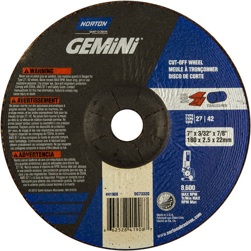 7″ × 3/32″ × 7/8″ Gemini Non-Woven Depressed Center Wheel Type 27 24 Grit - A1 Tooling