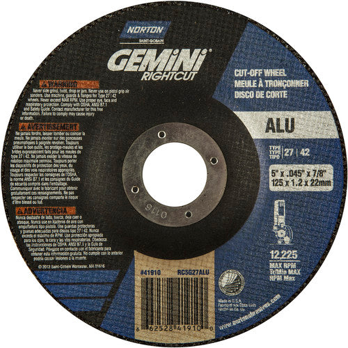 5″ × 0.045″ × 7/8″ Gemini Non-Woven Depressed Center Wheel Type 27 24 Grit - A1 Tooling