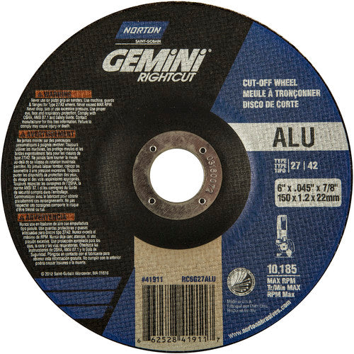 6″ × 0.045″ × 7/8″ Gemini Non-Woven Depressed Center Wheel Type 27 24 Grit - A1 Tooling