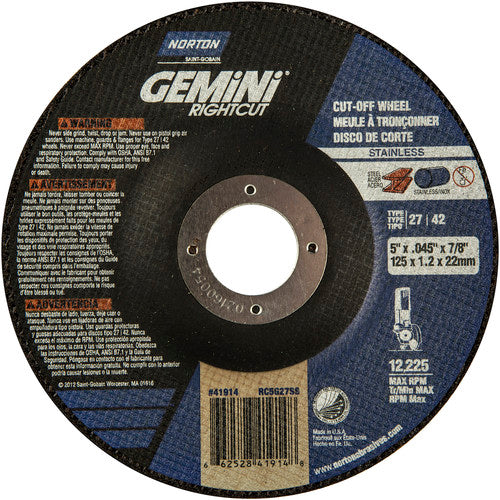 5″ × 1.6″ × 22.2″ Gemini Non-Woven Depressed Center Wheel Type 27 24 Grit - A1 Tooling