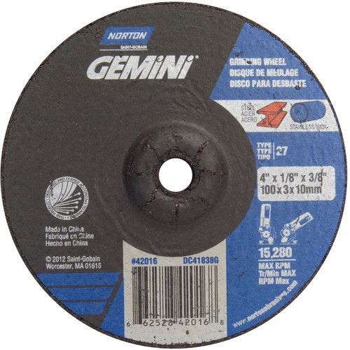 4 × 1/8 × 3/8″ Gemini Long Life Grinding Wheel A 24 Q BDA Type 27 - A1 Tooling