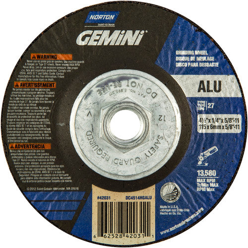 ‎4-1/2″ × 1/4″ × 5/8″ Gemini Non-Woven Depressed Center Wheel Type 27 - A1 Tooling