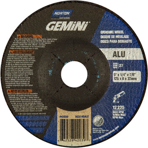 5″ × 1/4″ × 7/8″ Gemini Non-Woven Depressed Center Wheel Type 27 46 Grit Aluminum Oxide - A1 Tooling