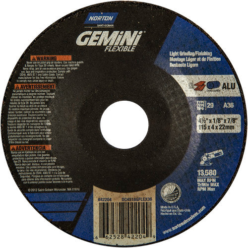 ‎4-1/2″ × 1/8″ × 7/8 ″ Gemini Non-Woven Depressed Center Wheel Type 29 36 Grit - A1 Tooling