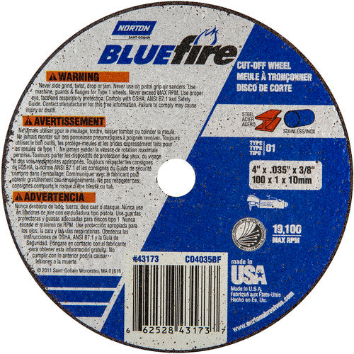 4 x .035 × 3/8″ BlueFire Small Diameter Cut-Off Wheel >3″ ZA 46 X Type 01/41 - A1 Tooling