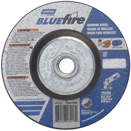 ‎4-1/2 × 1/4 × 5/8 - 11″ BlueFire Grinding Wheel ZA 24 S Type 27 - A1 Tooling