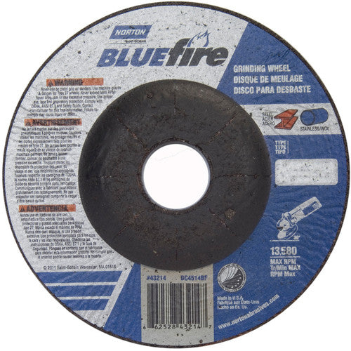 ‎4-1/2 × 1/4 × 7/8″ BlueFire Grinding Wheel ZA 24 S Type 27 - A1 Tooling