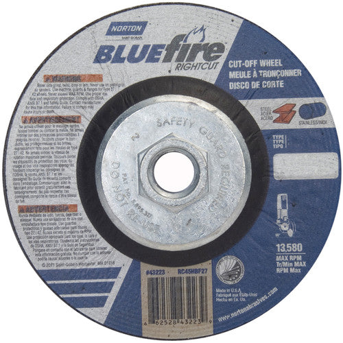 ‎4-1/2 × 1/16 × 5/8 - 11″ BlueFire RightCut Cutting Wheel A 36 R Type 27/42 - A1 Tooling