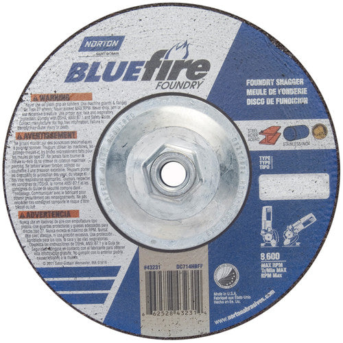 7″ × 1/4″ × 5/8″ BlueFire Non-Woven Depressed Center Wheel Type 27 Zirconia Alumina / Aluminum Oxide - A1 Tooling