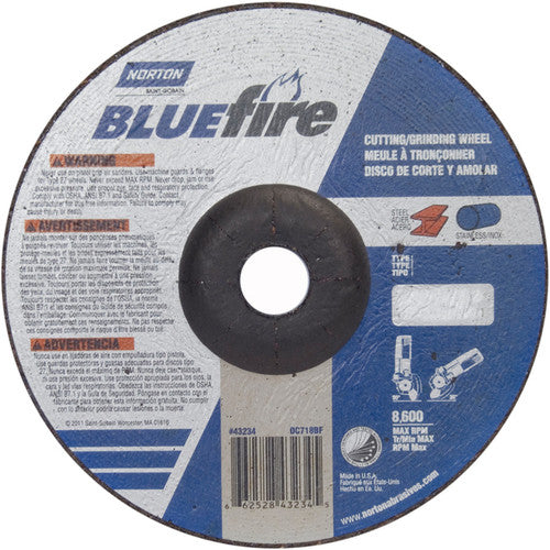 7 × 1/8 × 7/8″ BlueFire Grinding Wheel ZA 30 U Type 27 - A1 Tooling