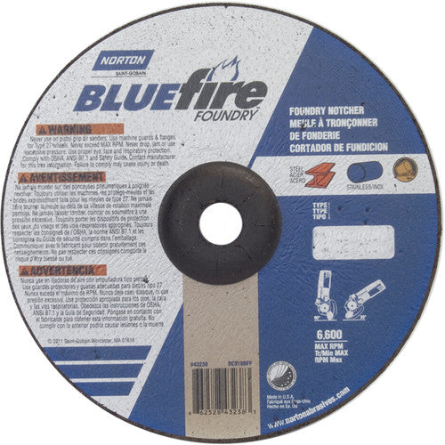 9″ × 1/8″ × 7/8″ BlueFire Non-Woven Depressed Center Wheel Type 27 Zirconia Alumina / Aluminum Oxide - A1 Tooling