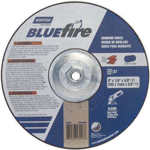 ‎9 × 1/4 × 5/8 - 11″ BlueFire Grinding Wheel ZA 24 S Type 27 - A1 Tooling