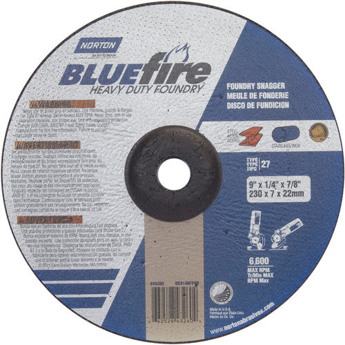 9″ × 1/4″ × 7/8″ BlueFire Non-Woven Depressed Center Wheel Type 27 Zirconia Alumina / Aluminum Oxide - A1 Tooling