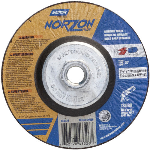 ‎4-1/2″ × 1/4″ × 5/8″ NorZon Plus Non-Woven Depressed Center Wheel Type 27 - A1 Tooling