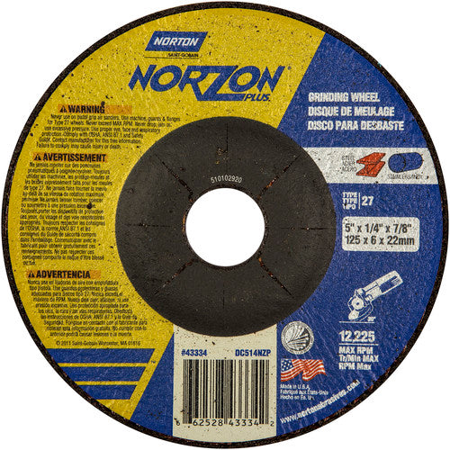 5″ × 1/4″ × 7/8″ NorZon Plus Non-Woven Depressed Center Wheel Type 27 - A1 Tooling