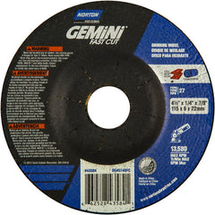 ‎4-1/2 × 1/4 × 7/8″ Gemini Fast Cut Grinding Wheel A 24 N BDA Type 27 - A1 Tooling