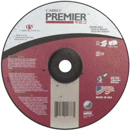 5″ × 0.045″ × 7/8″ - Zirconia Alumina - Premier Redcut - Depressed Center Wheel - A1 Tooling