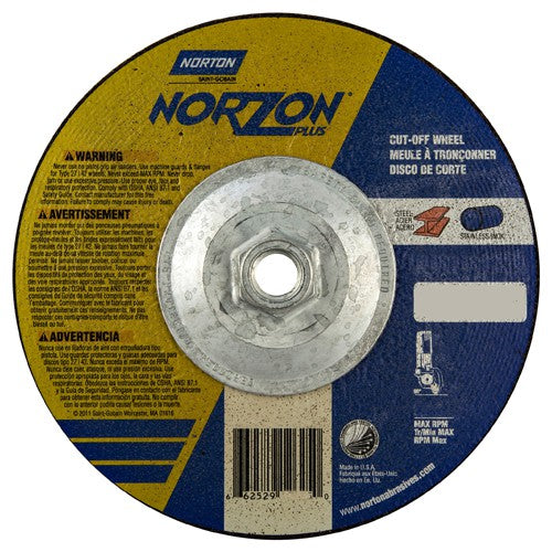 ‎7″ × 1/8″ × 5/8″-11 NorZon Plus Non-Woven Depressed Center Wheel Type 27 - A1 Tooling