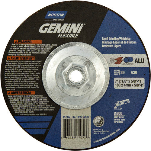 ‎7″ × 1/8″ × 5/8″-11 Charger Non-Woven Depressed Center Wheel Type 29 36 Grit - A1 Tooling