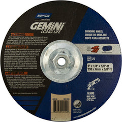 ‎9 × 1/4 × 5/8 - 11″ Gemini Long Life Grinding Wheel A 24 R Type 27 - A1 Tooling