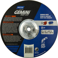 ‎9 × 1/4 × 5/8 - 11″ Gemini Fast Cut Grinding Wheel A 24 N Type 27 - A1 Tooling