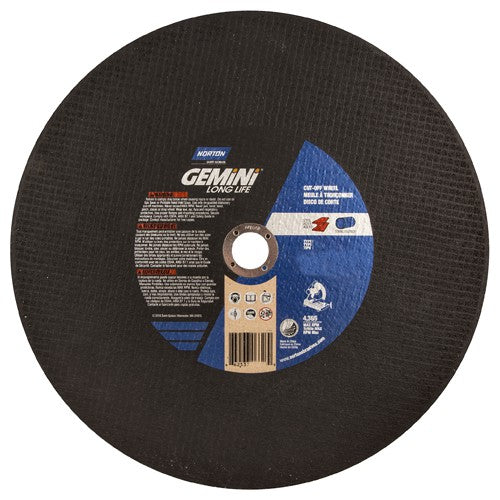 14 × 3/32 × 1″ Gemini Long Life Chop Saw Cut-Off Wheel A 36 P Type 01/41 - A1 Tooling