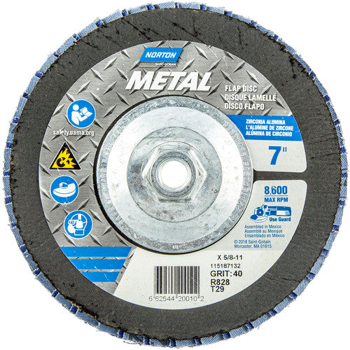 ‎7 × 5/8 - 11″ Metal Fiberglass Conical Flap Disc Type 29 P40 Grit R828 Zirconia Alumina - A1 Tooling