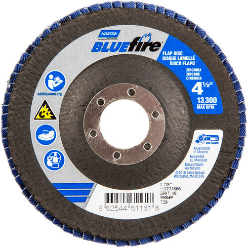 ‎4-1/2 × 7/8″ BlueFire Fiberglass Conical Flap Disc Type 29 P40 Grit R884P Zirconia Alumina - A1 Tooling