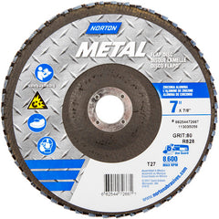 7″ × 1/4″ × 7/8″ Metal Flap Disc Type 27 Flat 80 Grit Zirconia Alumina - A1 Tooling