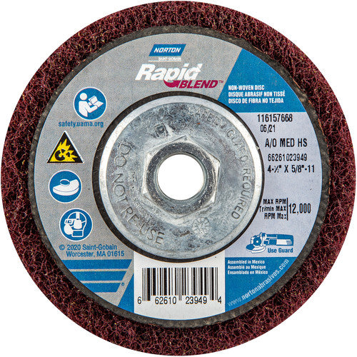 ‎4-1/2″ × 5/8″-11 Rapid Prep Depressed Center Finishing Wheel 150-180 Grit Aluminum Oxide - A1 Tooling