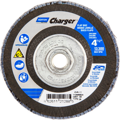 ‎4-1/2″ × 1/4″ × 5/8″ Charger R822 Flap Disc Type 29 Conical 60 Grit - A1 Tooling