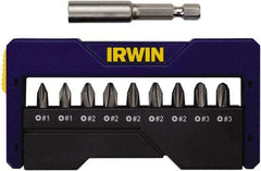 Irwin - 10 Piece, 1/4" Drive Screwdriver Insert Bit Set - #1 to #3 Phillips, 0.05 to 1/4" Hex, 1.27 to 10mm Hex - A1 Tooling