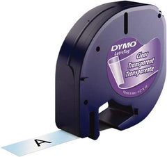 Dymo - 1/2" Wide x 156" Long, Black On Clear Plastic Label Printer Cartridge - For DYMO Letratag Printers - A1 Tooling