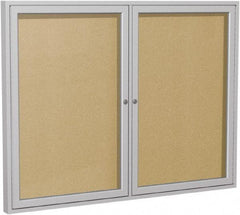 Ghent - 48" Wide x 36" High Enclosed Cork Bulletin Board - Vinyl, Caramel - A1 Tooling