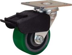 Hamilton - 4" Diam x 2" Wide x 5-5/8" OAH Top Plate Mount Swivel Caster with Brake - Polyurethane Mold onto Cast Iron Center, 750 Lb Capacity, Precision Ball Bearing, 4 x 4-1/2" Plate - A1 Tooling