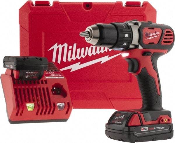 Milwaukee Tool - 18 Volt 1/2" Chuck Pistol Grip Handle Cordless Drill - 0-400 & 0-1800 RPM, Keyless Chuck, Reversible, 2 Lithium-Ion Batteries Included - A1 Tooling