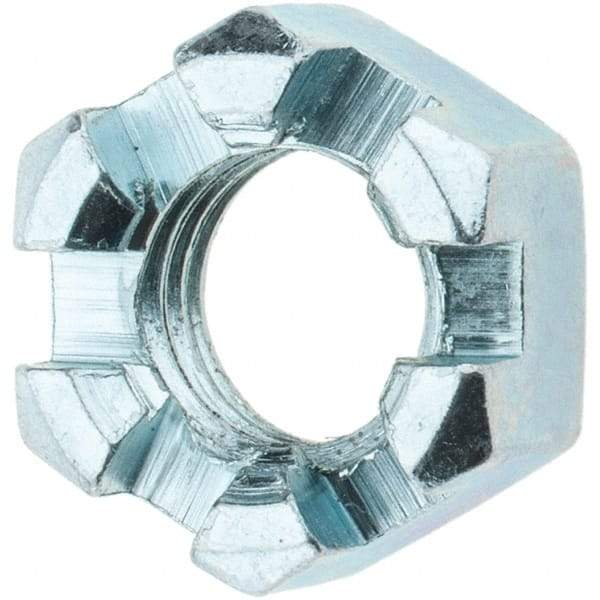 Value Collection - 1/2-13 UNC Grade 2 Steel Slotted Locknut - 3/4" Width Across Flats, 7/16" High, Zinc-Plated Finish - A1 Tooling