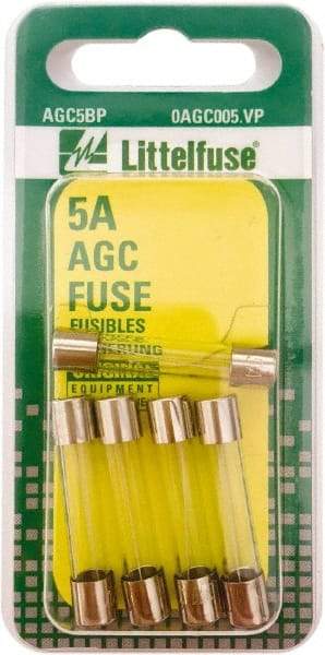 Value Collection - 5 Amp, Fast-Acting Miniature Glass/Ceramic Fuse - 1-1/4" OAL, 1/4" Diam - A1 Tooling