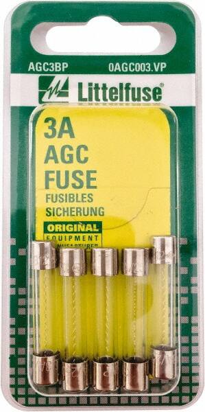 Value Collection - 32V AC/DC, 3 Amp, Fast-Acting Miniature Glass/Ceramic Fuse - 1-1/4" OAL, 1/4" Diam - A1 Tooling