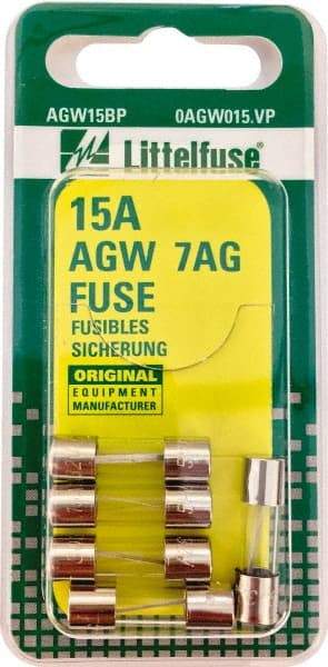 Value Collection - 32V AC/DC, 15 Amp, Fast-Acting Miniature Glass/Ceramic Fuse - 7/8" OAL, 1/4" Diam - A1 Tooling