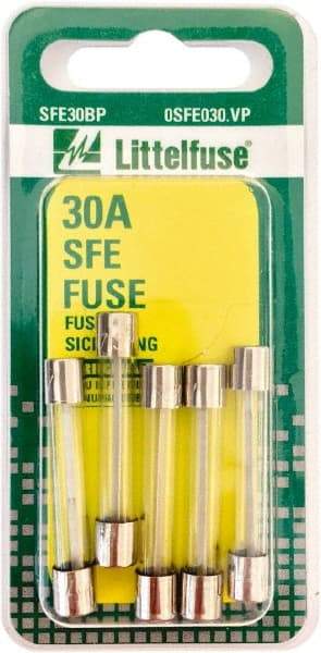 Value Collection - 32V AC/DC, 30 Amp, Fast-Acting Miniature Glass/Ceramic Fuse - 1-7/16" OAL, 1/4" Diam - A1 Tooling