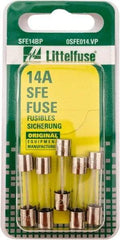 Value Collection - 32V AC/DC, 14 Amp, Fast-Acting Miniature Glass/Ceramic Fuse - 1-1/16" OAL, 1/4" Diam - A1 Tooling