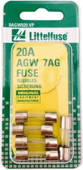 Value Collection - 32V AC/DC, 20 Amp, Fast-Acting Miniature Glass/Ceramic Fuse - 7/8" OAL, 1/4" Diam - A1 Tooling