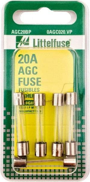 Value Collection - 32V AC/DC, 20 Amp, Fast-Acting Miniature Glass/Ceramic Fuse - 1-1/4" OAL, 1/4" Diam - A1 Tooling