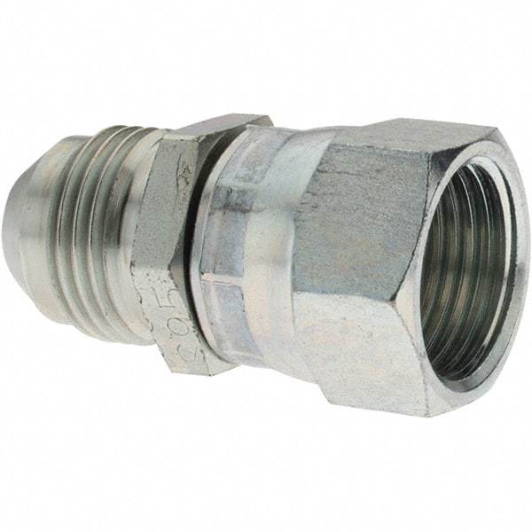 Parker - 1/2" Tube OD, 37° Steel Flared Tube Swivel Connector - 1/2 x 1/2 Flare x Flare Ends - A1 Tooling